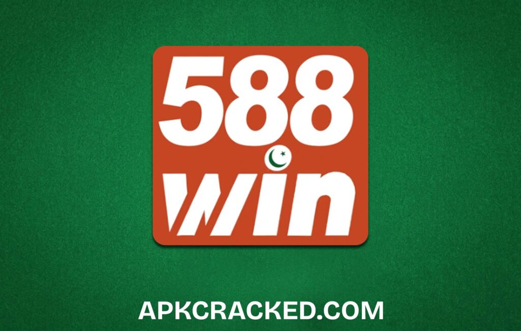 588win Game logo in icon style with apkcracked.com written on the bottom.