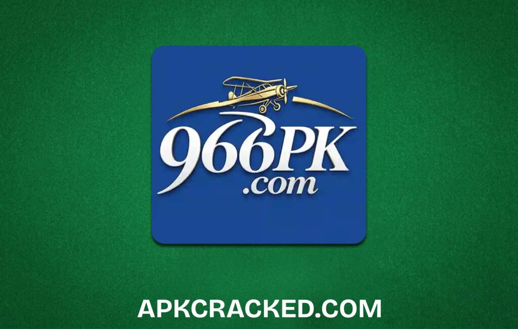 966pk game logo icon in green background with apkcracked written on the bottom.