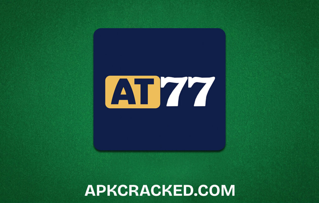 AT77 Game logo icon on green background with APKCRACKED.COM written at the bottom.