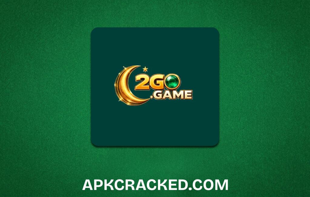 2Go Game app icon styled logo on a Green Backgoround with "APKCRACKED" text written at the bottom.