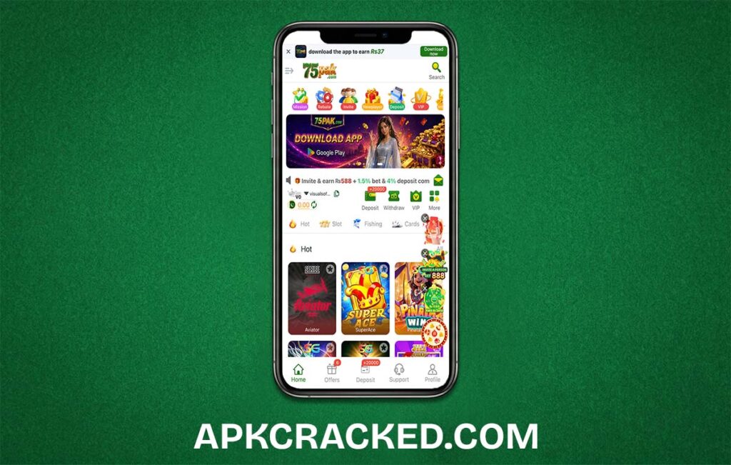 75 Pak Game App Screen of the game