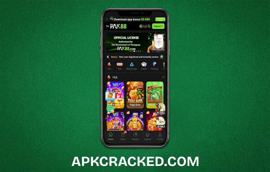 playing Pak 88 Game on an Android smartphone showing the main screen of game.